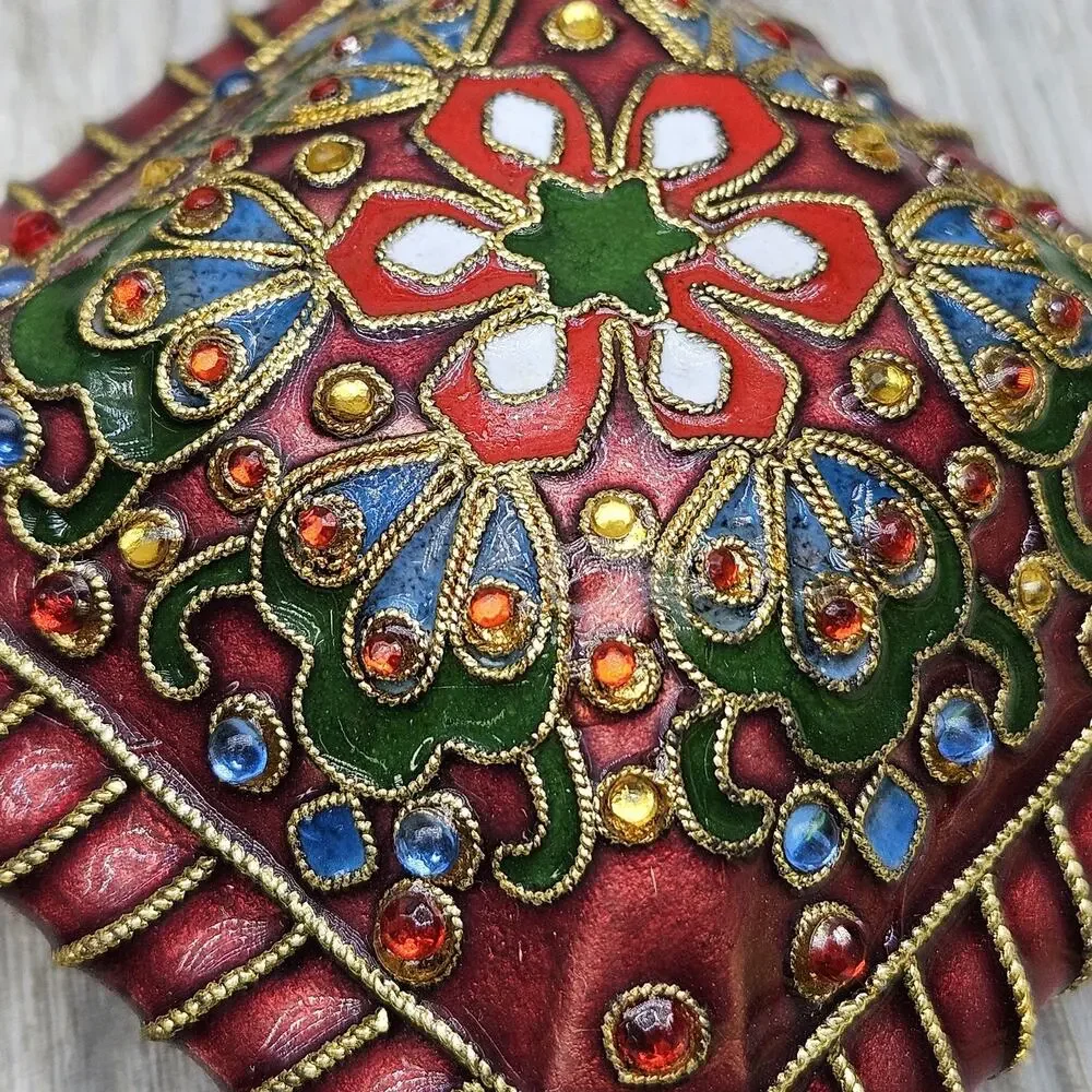 Cloisonne Jeweled‎ Ornament Hanging Decor Ethnic Floral Boho Holiday Christmas